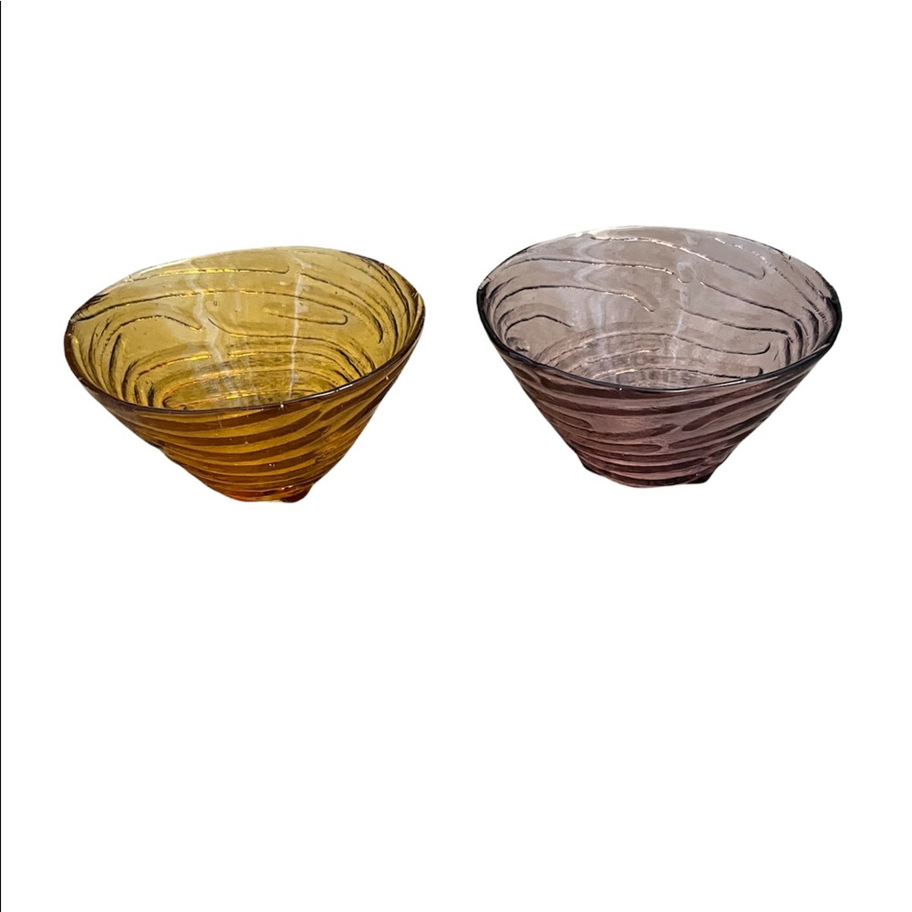 Two glass ✨ trinket/ decor small bowls purple and yellow - Picture 5 of 6